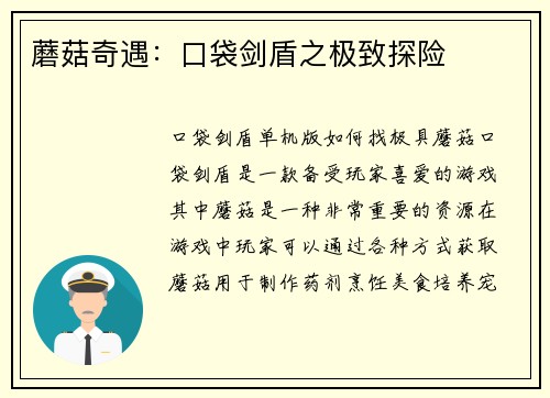 蘑菇奇遇：口袋剑盾之极致探险